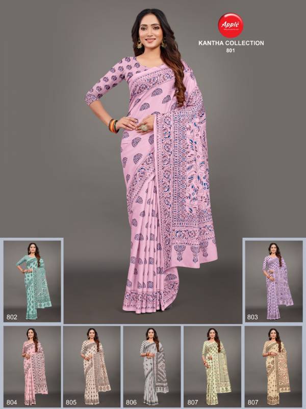 Apple Kantha Collection 8 Fancy Regular Wear Printed Saree Collection